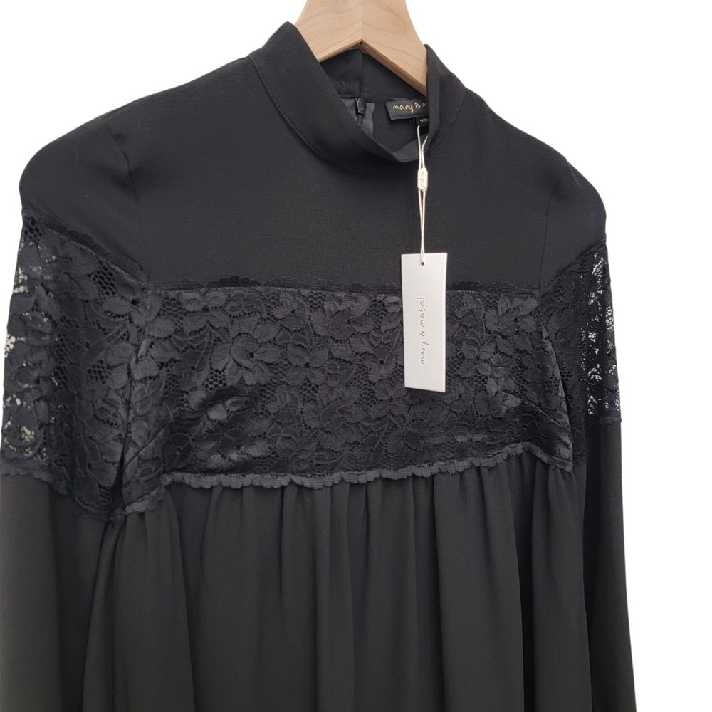 Mary & Mabel Black Lace Mini Dress XS Gothic Dark Academia Witchy Victorian New - Picture 4 of 9